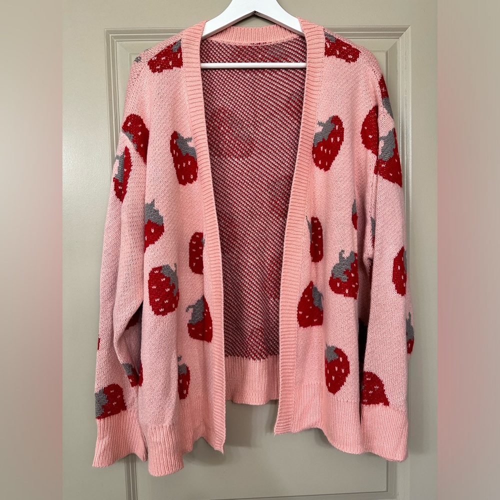 Shein Curve Strawberry Cardigan